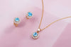 Blue Topaz Two-Piece Halo Jewelry Set 14K Yellow Gold | AME Jewellery