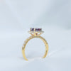 Nhẫn nữ Vàng Đá quý tự nhiên Red Garnet Halo Square Ring in 14K Yellow Gold | AME Jewellery