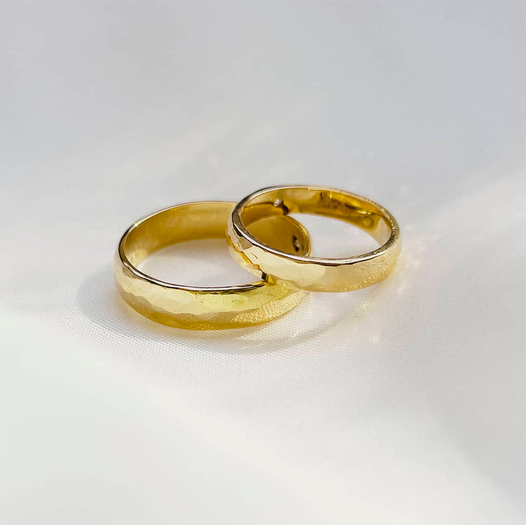 Hand-Carved Wedding Rings for Couples 18K Yellow Gold | AME Jewellery