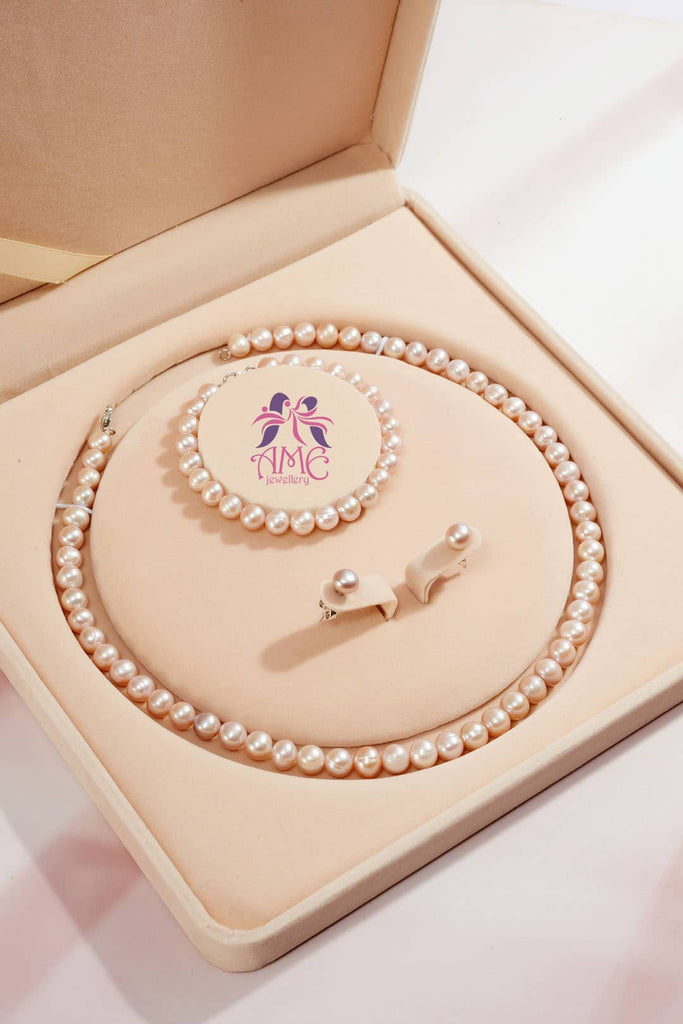Bộ Trang sức Chuỗi Ngọc trai nuôi nước ngọt Lavender Pearl Strand Jewelry | AME Jewellery