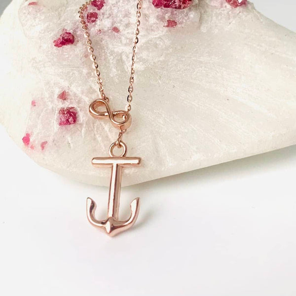 Anchor Pendant Chain Necklace in 18K Rose Gold | Mặt dây Mỏ Neo Vàng | AMEJewellery