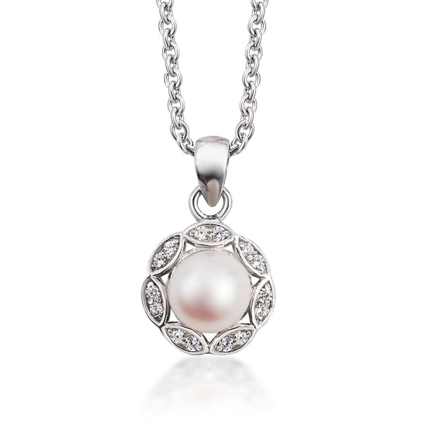 Mặt dây chuyền Ngọc trai nuôi nước ngọt trắng White Freshwater Cultured Pearl Pendant | AME Jewellery