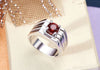 Nhẫn Nam Đá quý tự nhiên Red Garnet Men's Ring in Sterling Silver AME Jewellery