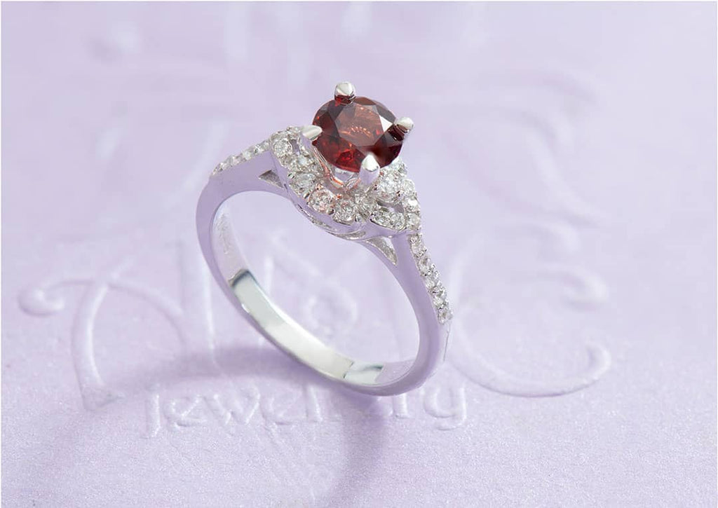 Nhẫn nữ Đá quý tự nhiên Red Garnet Ring | AME Jewellery