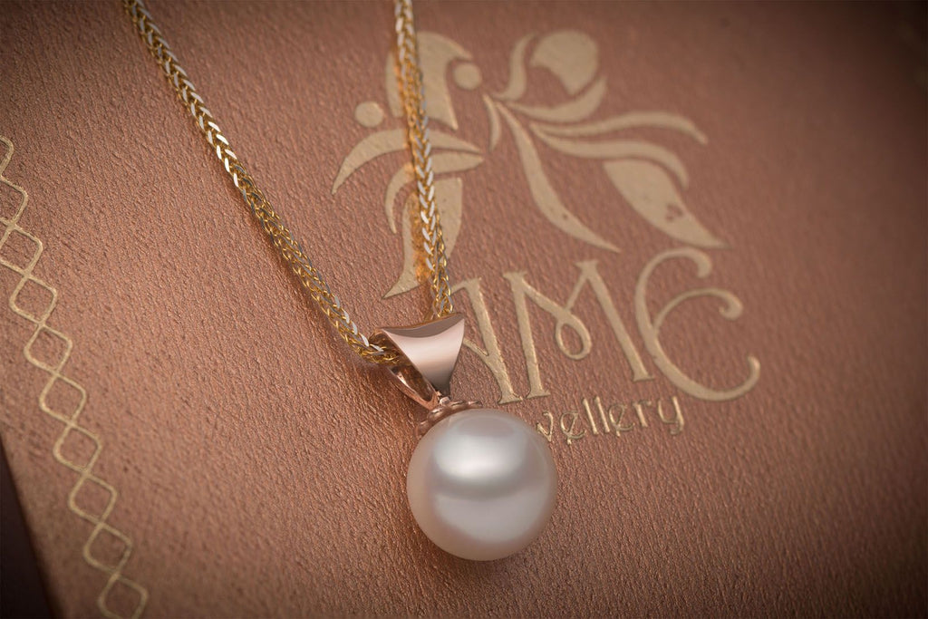 Mặt dây Ngọc trai trắng Freshwater Pearl Vàng hồng 14K AME Jewellery