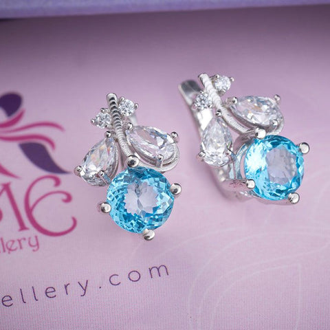 Bông tai Bạc cao cấp - Gemstone Silver Earrings - AME Jewellery