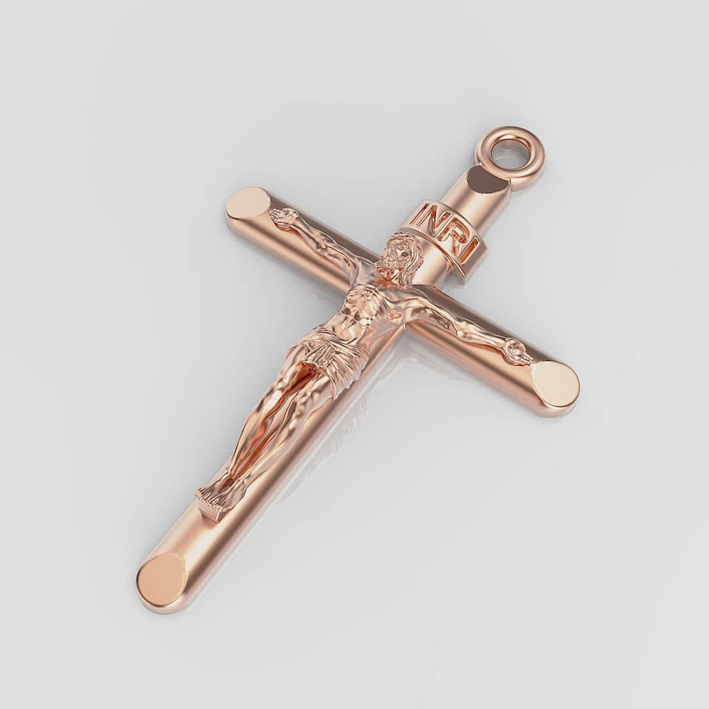 Jesus Crucifix Cross Pendant Pendant Necklace 14K Rose Gold | AME Jewellery