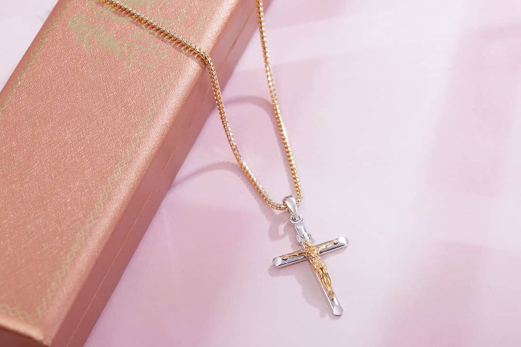 Jesus Crucifix Cross Pendant Necklace 14K Gold | AME Jewellery