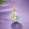 Burmese Jadeite BI Lucky Coin Pendant 14K Yellow Gold - AME Jewellery