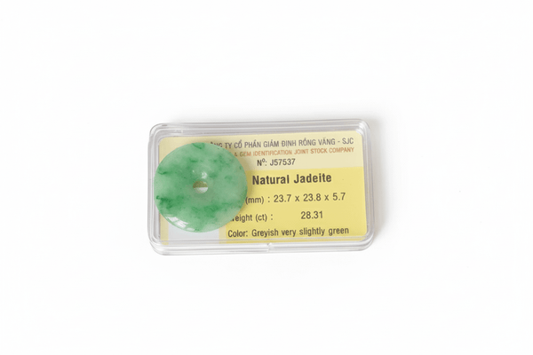 Natural Bi /  Donut Circle  Jadeite Apricot Blossom - AME Jewellery