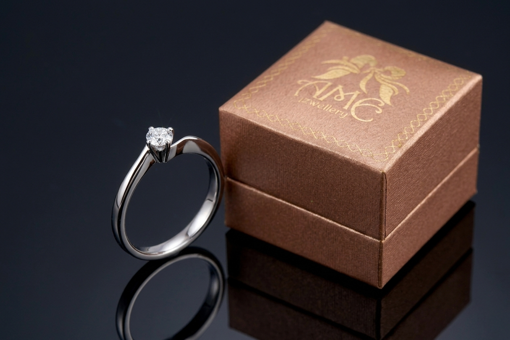 Diamond Solitaire Twist Ring in 14K White Gold - AME Jewellery