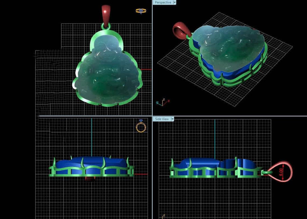 3d model of Maitreya Buddha Pendant designed by AME Jewellery