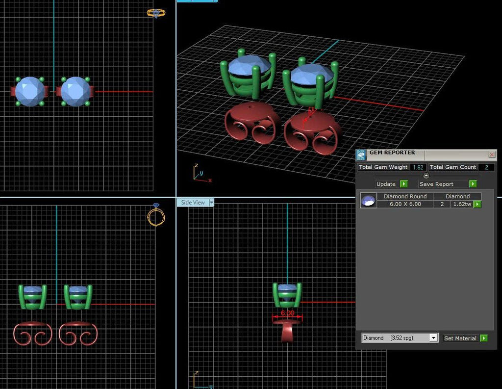 3D design - Bông tai vàng đá quý tự nhiên from AME Jewellery