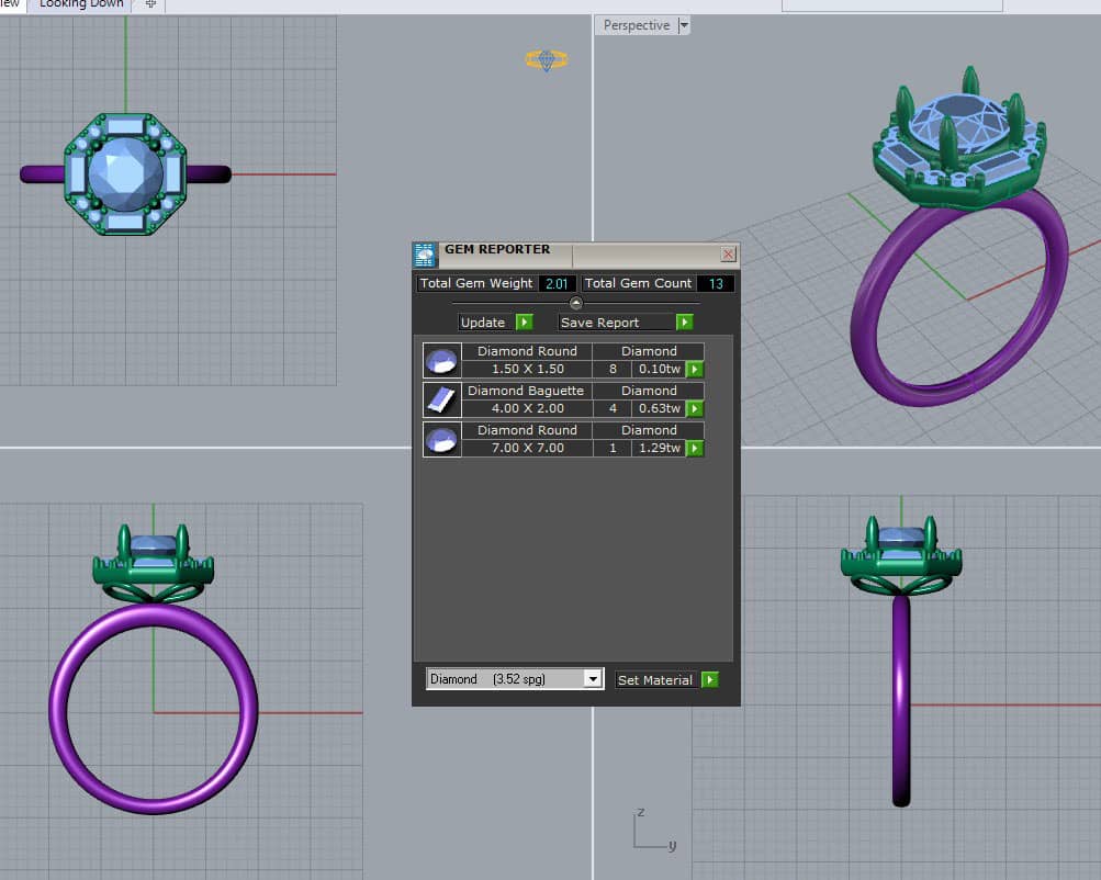 Mẫu thiết kế Nhẫn nữ 3d design of Gemstone Octagon Halo Ring by AME Jewellery