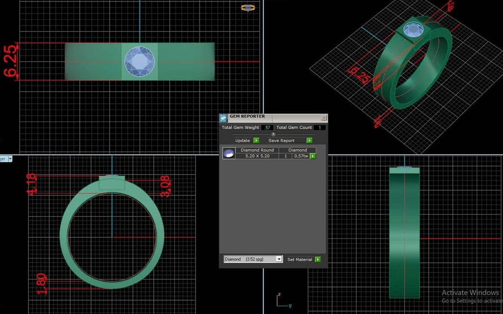 3D model of gemstone band ring designed by AME Jewellery 