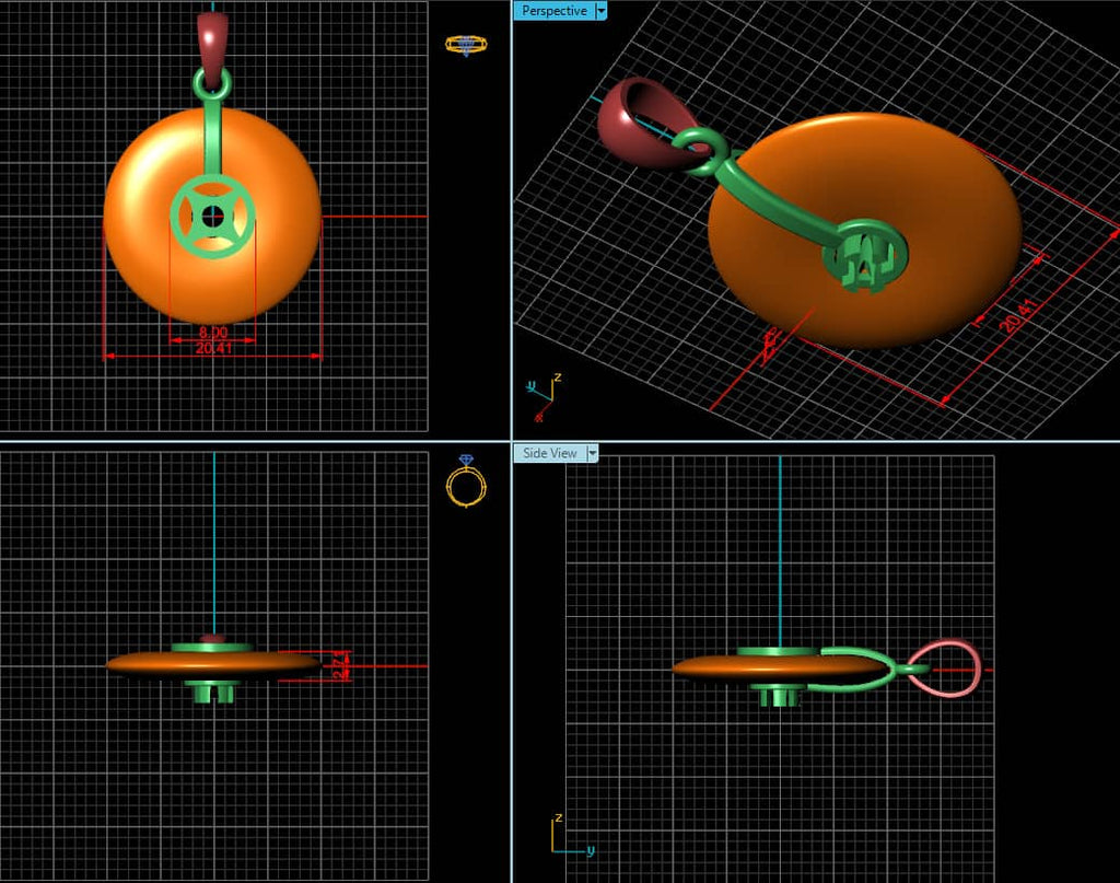 3d design model of circle jade pendant necklace by AME Jewellery 