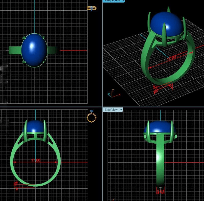 3D design of Jade Ring - AME Jewellery