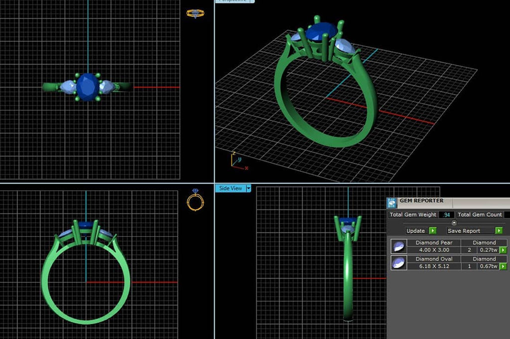 3D design model of oval gemstone ring by AME Jewellery