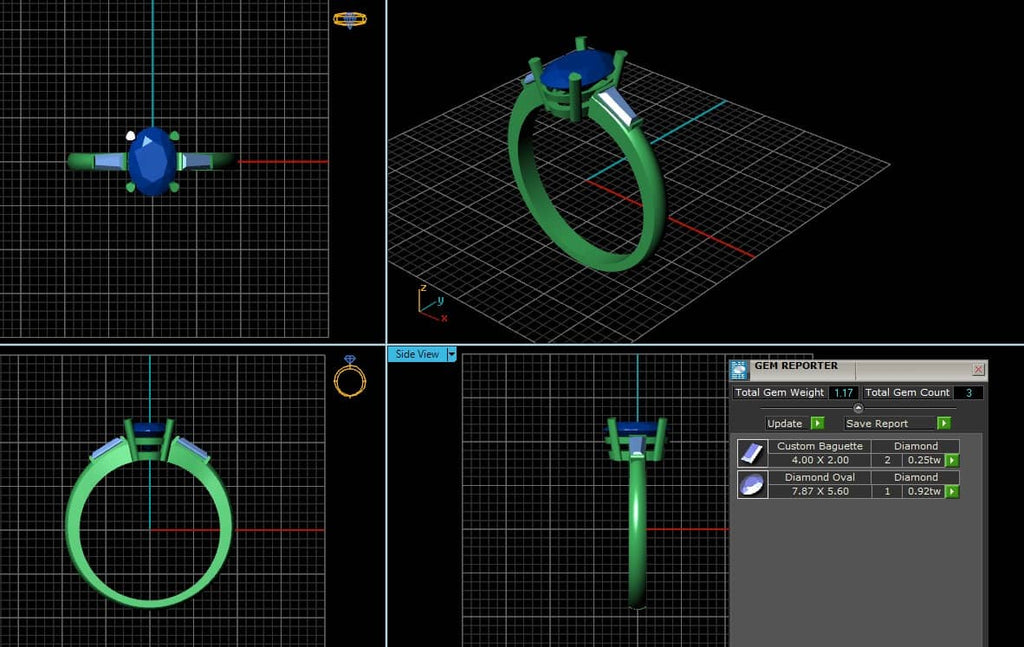 3D design model of oval gemstone ring by AME Jewellery