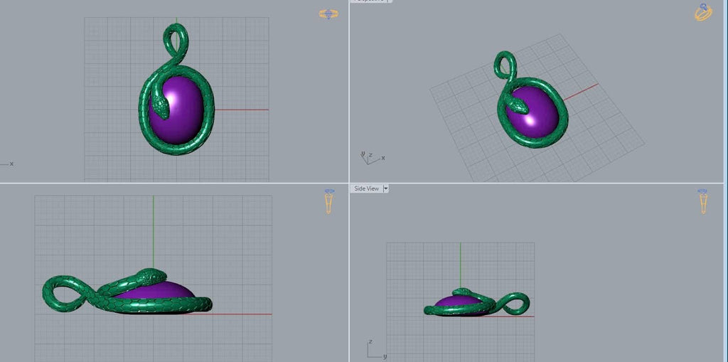 3D model of snake pendant designed by AME Jewellery