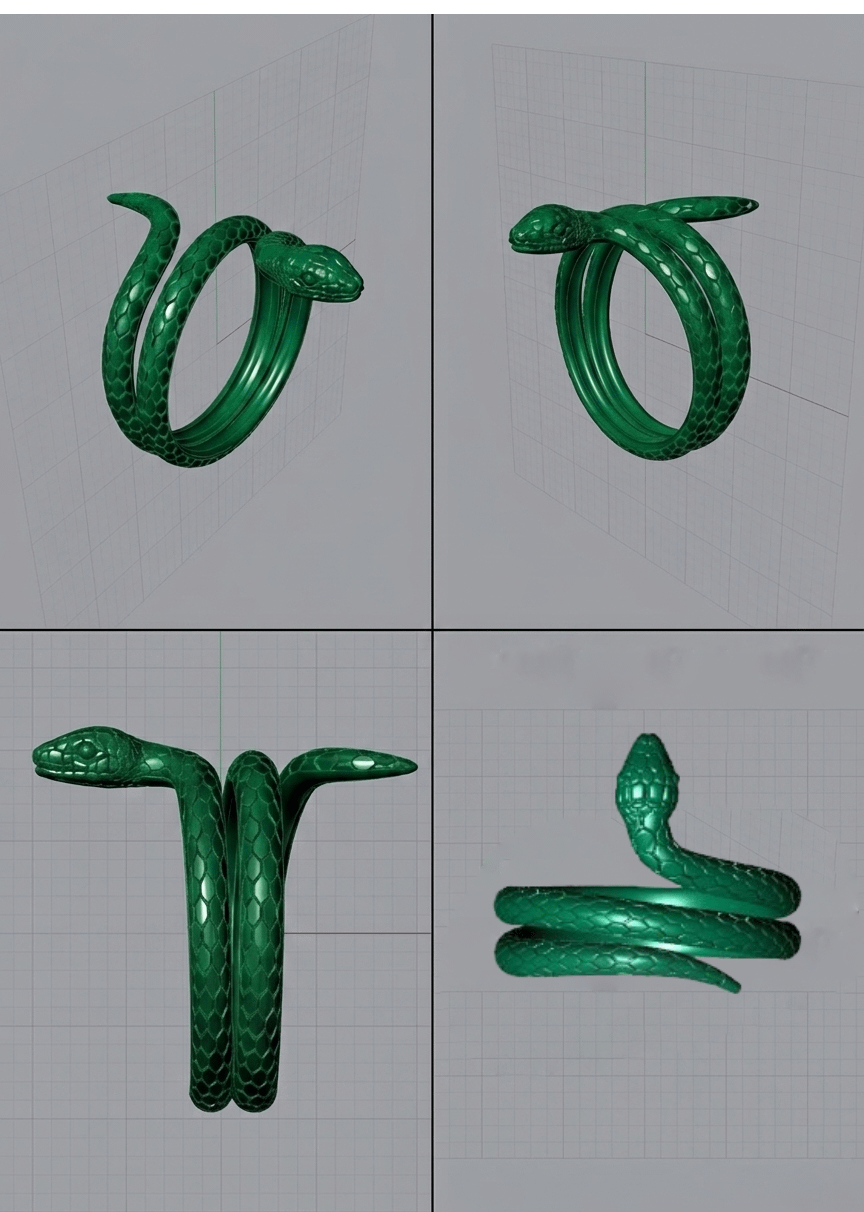 3D design of snake ring by AME Jewellery