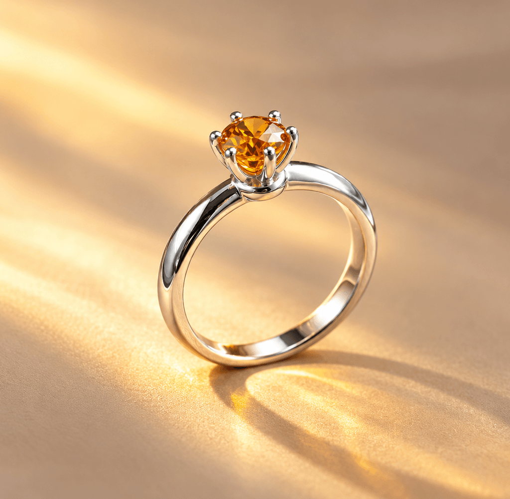 Natural Citrine 6-prong Ring in Sterling Silver by AME Jewellery.