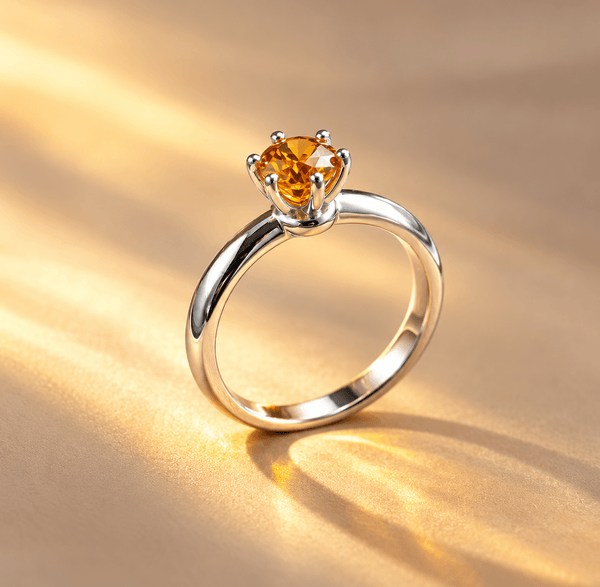 Natural Citrine 6-prong Ring in Sterling Silver by AME Jewellery.