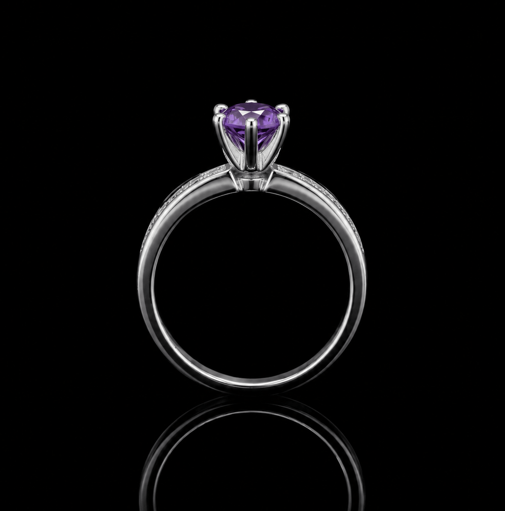Bague à tige fendue en améthyste de en argent sterling - AME Jewellery