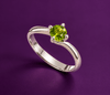 Natural Peridot Solitaire Twist Ring in Sterling Silver by AME Jewellery.