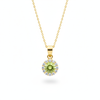 Mặt dây Vàng Đá quý thiên nhiên Peridot Halo Pendant in 14K Yellow Gold by AMEJewellery