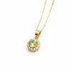 Mặt dây Vàng Đá quý thiên nhiên Peridot Halo Pendant in 14K Yellow Gold by AMEJewellery