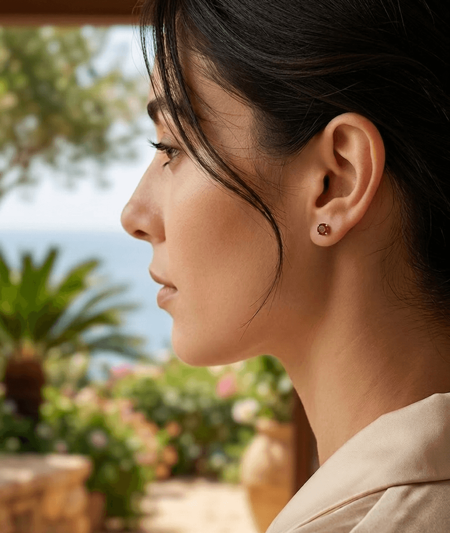 Boucles d'oreilles en grenat rouge de en or jaune 14K - AME Jewellery