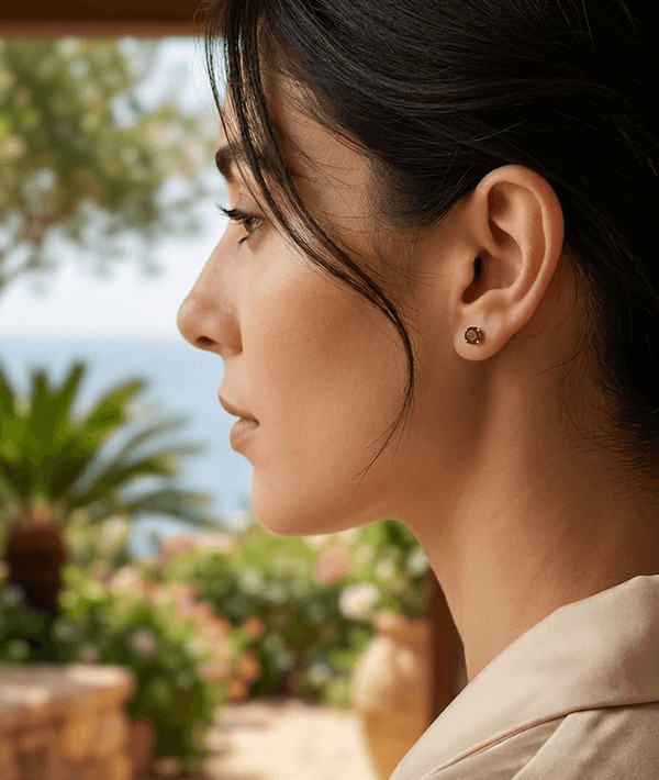 Boucles d'oreilles en grenat rouge de en or jaune 14K - AME Jewellery