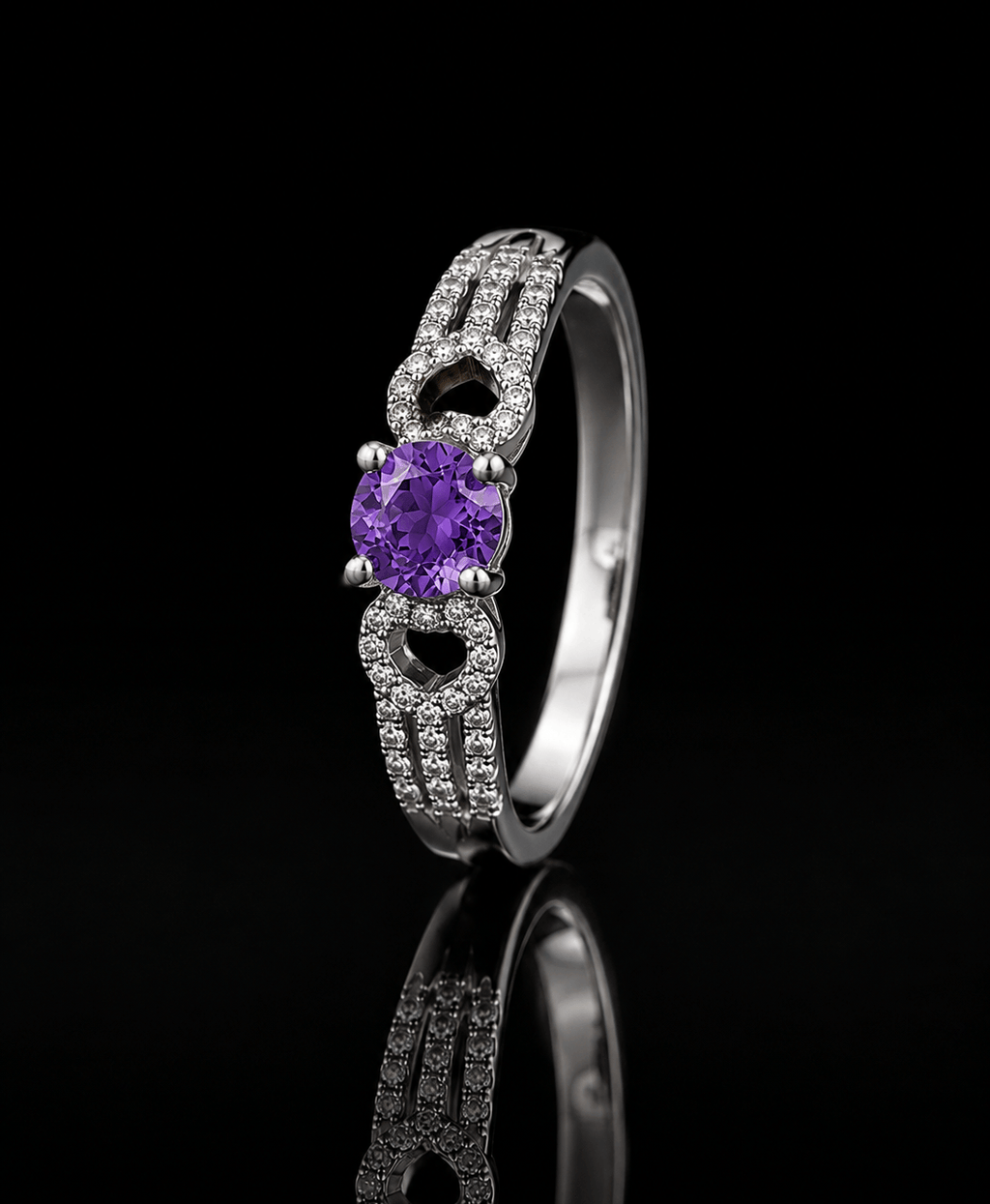 Bague à tige fendue en améthyste de en argent sterling - AME Jewellery