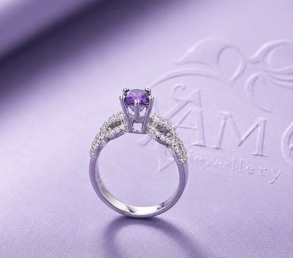 Natural Amethyst Ring in Sterling Silver- AME Jewellery