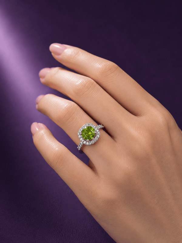 nhẫn đá quý tự nhiên Peridot 6mm-AME Jewellery