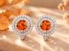 Natural double halo Citrine Latch-back Earrings in Sterling Silver by AME Jewellery. 