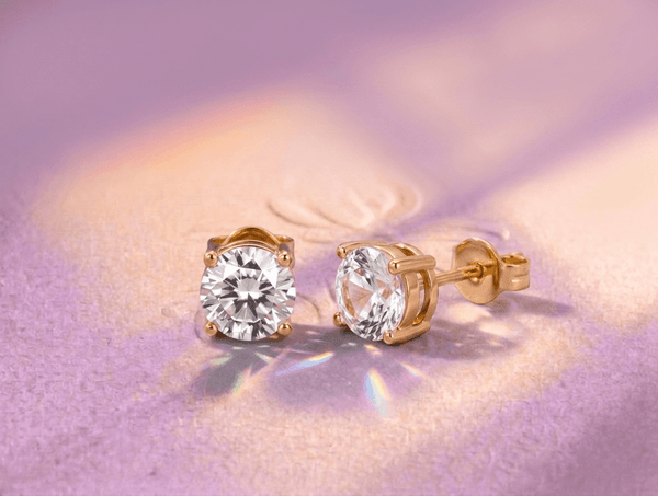 Natural Colorless Topaz 4-Prong Earrings in 14-karat Yellow Gold by AME Jewellery