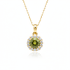 Mặt dây chuyền Vàng Đá quý tự nhiên Peridot Halo Pendant in 14K Yellow Gold by AMEJewellery