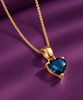 Natural Heart-cut London Blue Topaz Pendant Necklace in 14K Yellow Gold by AME Jewellery.