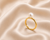 White Freshwater Cultured Pearl Classic Ring in 14K Yellow Gold by AME Jewellery. 
