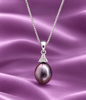 Aubergine teardrop Freshwater Cultured Pearl Pendant Necklace in Sterling Silver by AME Jewellery. 