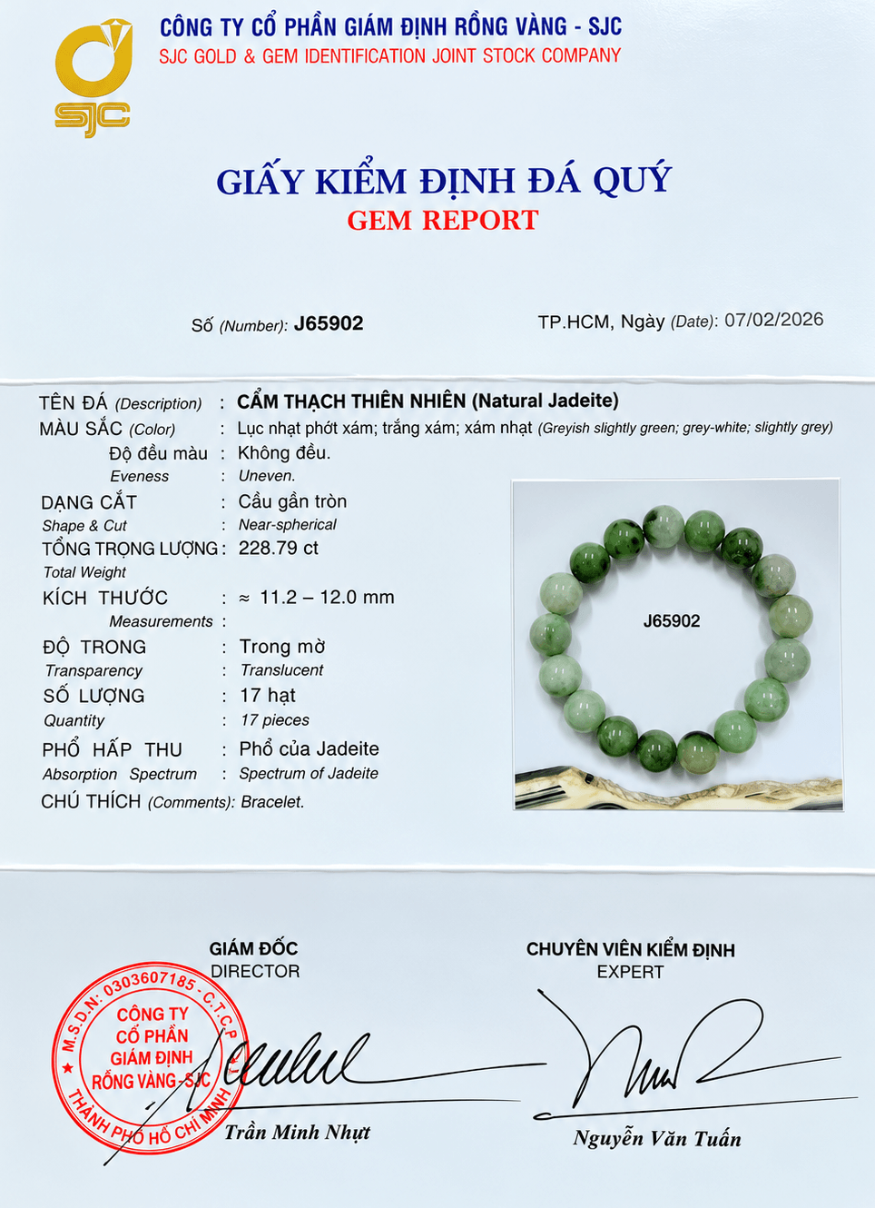Burmese Green Jadeite Jade Beads Bracelet certificate, from AME Jewellery