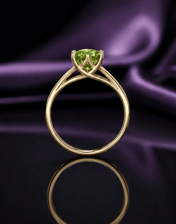 Bague à 6 griffes en or jaune 14K et péridot naturel - AME Jewellery