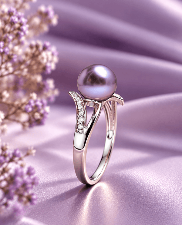 Bague contournement en argent sterling avec perle de culture d'eau douce aubergine de 7,5 mm par AME Jewellery pour femme.