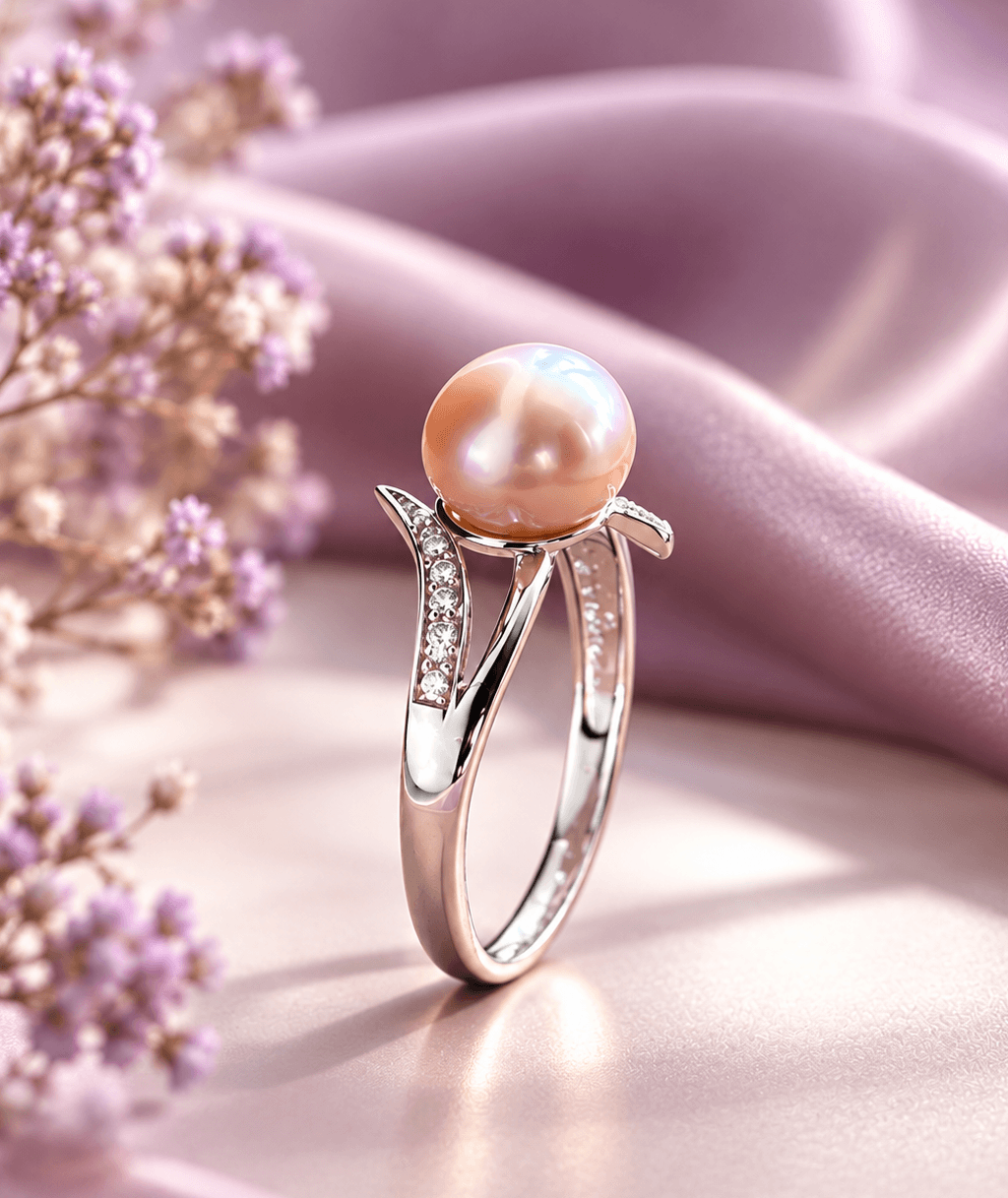 Bague contournement en argent sterling avec perle de culture d'eau douce lavender de 7,5 mm par AME Jewellery pour femme.