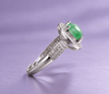Bague en argent sterling et jadéite naturelle (翡翠, fěicuì) taille cabochon ronde - AME Jewellery.