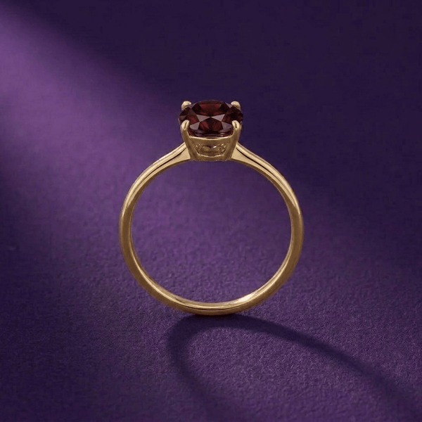 Bague en grenat rouge naturel en or jaune 14K - AME Jewellery.