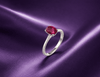 Bague en or blanc 10K et rubis naturel taille ovale rouge pourpre - AME Jewellery.