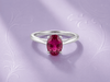 Bague en or blanc 10K et rubis naturel taille ovale rouge pourpre - AME Jewellery. 